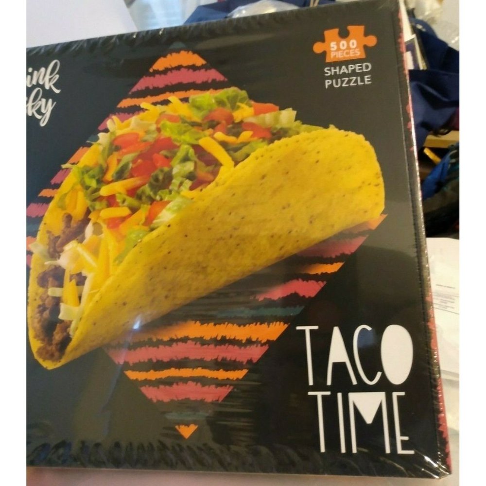 TACO TIME PUZZLE 500 PCS TACO-SHAPED PUZZLE BY PINK SKY 20" X 15" NEW - Picture 2 of 4